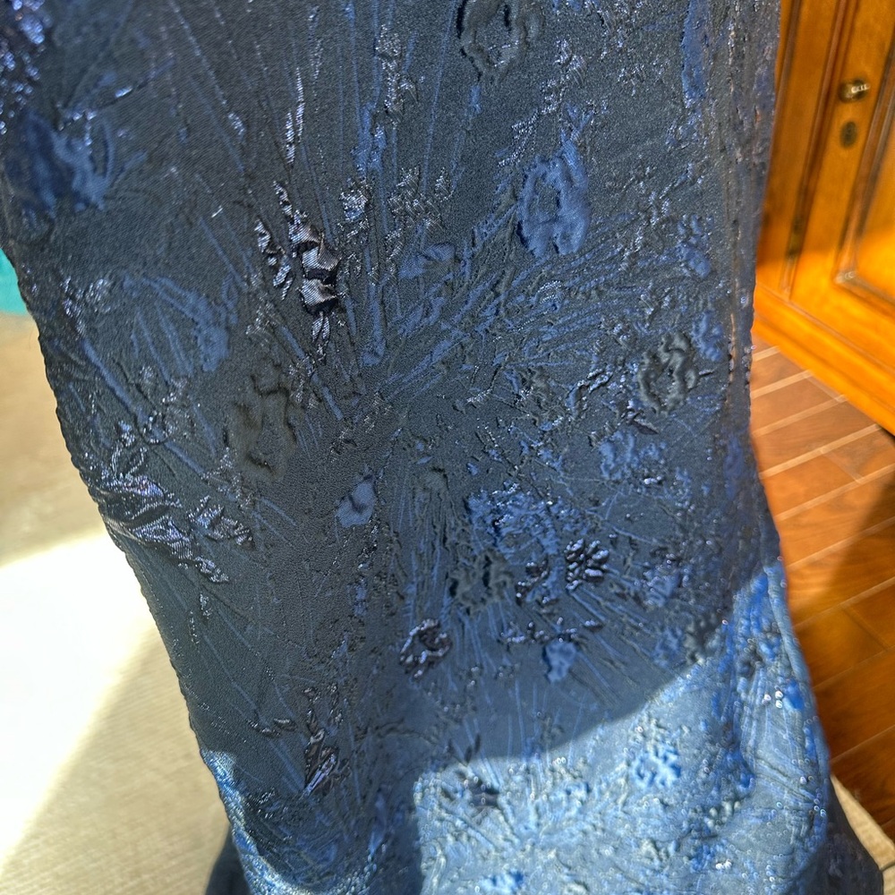 Rickie Freeman for Teri Jon off shoulder Dark Blue Dress - Picture 4 of 13